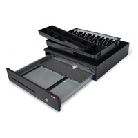 Pokladničná zásuvka Virtuos C425C, s 24V káblom, kovová. držiaky, 9-24V, čierne