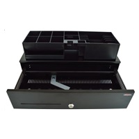 Pokladničná zásuvka Virtuos SK-500C, s káblom 24V, viazač 6/8, 9-24V, čierna