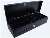 Pokladničná zásuvka Virtuos FT-460C Flip top, s krytom, 9-24V, čierna - s káblom