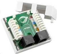 Zásuvka UTP 2x RJ45 Cat5E, dvojitá svorkovnica, sadrokartón