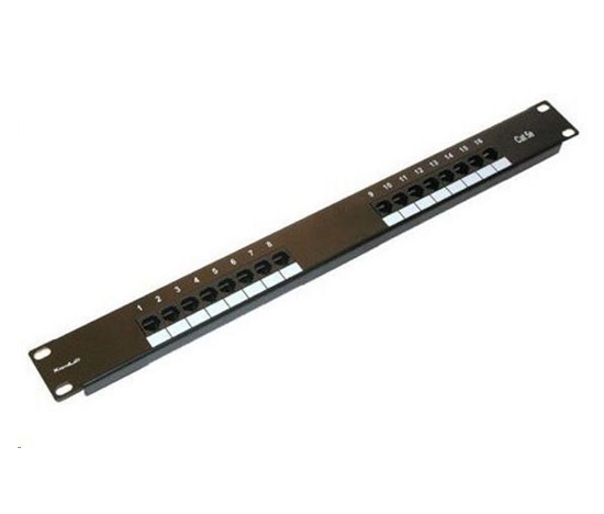 19" Patch panel XtendLan 16portový, UTP, Cat5E, 30µm, dvojitá svorkovnica, čierny