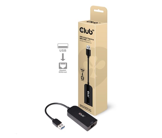 Adaptér Club3D USB 3.2 Gen 1 typ A na RJ45 2.5Gb, 24cm