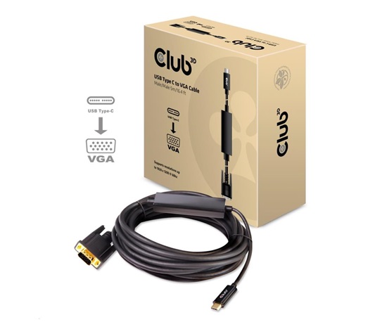 Club3D Aktívny kábel USB typu C na VGA (M/M), 5 m