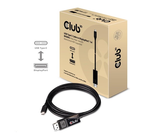 Club3D Kábel USB typu C na DisplayPort 1.4 8K 60Hz (M/M), 1,8 m