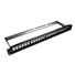 XtendLan Patch panel 19", 24 portů, neosazený, stíněný, černý, Cat5e/6/6A/7, odnimatelný  vyvazovák