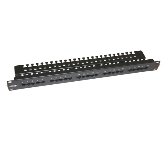 19" Patch panel LEXI-Net telefónny 25portový, UTP, Cat3, krone, čierny