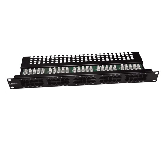 19" Patch panel LEXI-Net telefónny 50portový, UTP, Cat3, krone, čierny