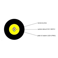 Optický kábel LEXI-Net DROP FTTx, 4x 9/125 SM, G.657A1, LS0H, čierna, cievka 1km