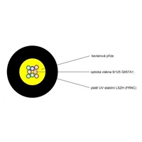 Optický kábel LEXI-Net DROP FTTx, 8x 9/125 SM, G.657A1, LS0H, čierna, cievka 1km