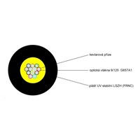 Optický kábel LEXI-Net DROP FTTx, 12x 9/125 SM, G.657A1, LS0H, čierna, cievka 1km
