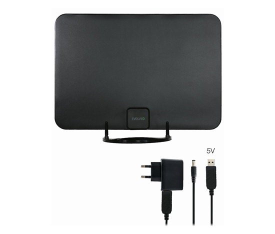 EVOLVEO Xany 2A, 230/5V, aktivní pokojová anténa FM/DAB+/DVB-T2, filtr LTE,4G,5G