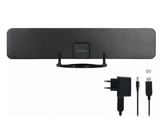 EVOLVEO Xany 2B, 230/5V, aktivní pokojová anténa FM/DAB+/DVB-T2, filtr LTE,4G,5G