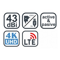 EVOLVEO Xany 2B, 230/5V, aktivní pokojová anténa FM/DAB+/DVB-T2, filtr LTE,4G,5G