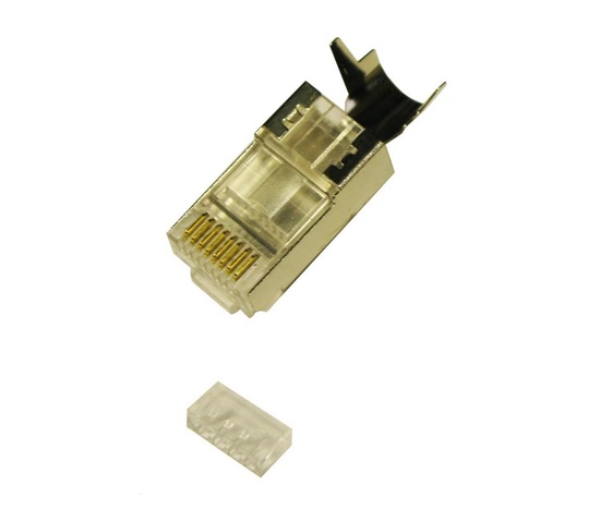 Konektor STP RJ45 (8p8c), Cat6A/Cat7, skladaný, drôt (predaj po 10 ks)