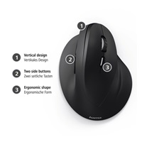 Vertikálna ergonomická bezdrôtová myš Hama EMW-500, 6 tlačidiel, čierna