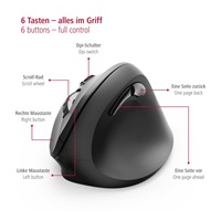 Vertikálna ergonomická bezdrôtová myš Hama EMW-500, 6 tlačidiel, čierna