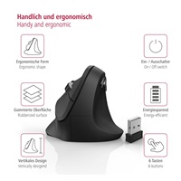 Vertikálna ergonomická bezdrôtová myš Hama EMW-500, 6 tlačidiel, čierna