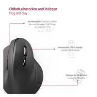 Vertikálna ergonomická bezdrôtová myš Hama EMW-500, 6 tlačidiel, čierna