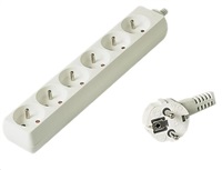 PREMIUMCORD Predlžovací kábel 230V 5m, 6 zásuviek, biely