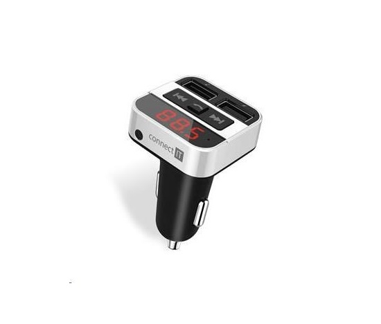 CONNECT IT InCarz Bluetooth transmitter, 2x USB 3,1A, strieborná