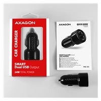 AXAGON PWC-5V5, SMART nabíjačka do auta, 2x port 5V-2.4A + 2.4A, 24W