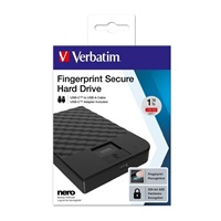VERBATIM HDD 2 TB Prenosný pevný disk zabezpečený odtlačkom prsta, čierny GDPR