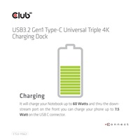 Dokovacia stanica USB Club3D 3.2 typy C (5xUSB/USB-C/3xHDMI/2xDP/Ethernet/Audio) s univerzálnym trojitým napájacím adaptérom 4K