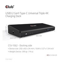 Dokovacia stanica USB Club3D 3.2 typy C (5xUSB/USB-C/3xHDMI/2xDP/Ethernet/Audio) s univerzálnym trojitým napájacím adaptérom 4K