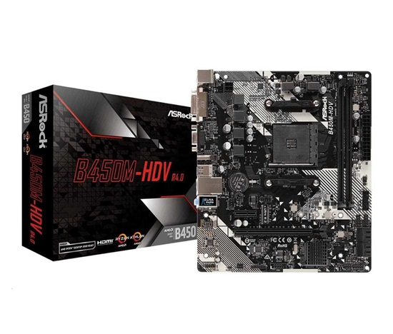 ASRock MB Sc AM4 B450M-HDV R4.0, AMD B450, 2xDDR4, VGA, mATX