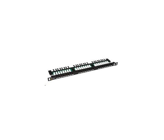 Solarix Patch panel 24xRJ45 CAT5E UTP s viazacou lištou čierny 0,5U SX24HD-5E-UTP-BK