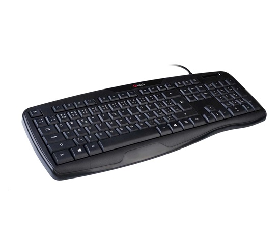 C-TECH Klávesnice KB-107 USB, ERGO,  černá, CZ/SK