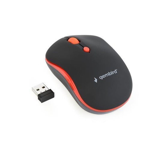 Myš GEMBIRD MUSW-4B-03-R, čierno-červená, bezdrôtová, USB nano prijímač