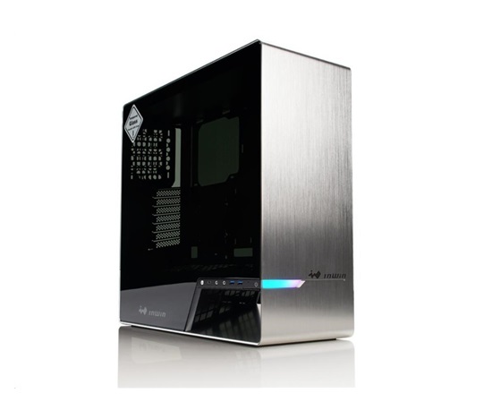 IN WIN 905, Mid Tower, priehľadná strana, bez zdroja napájania, strieborná