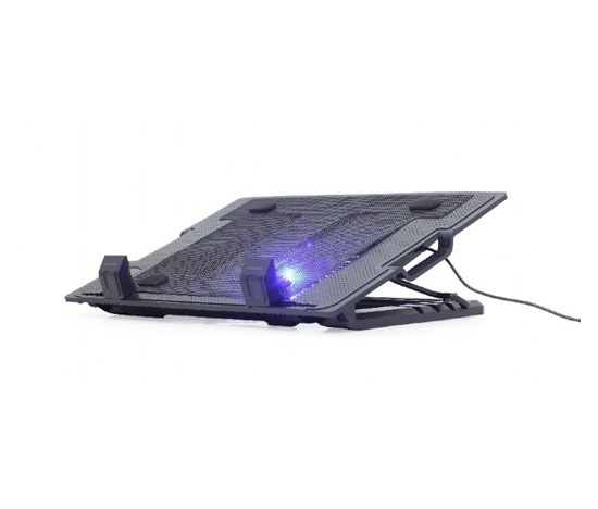 GEMBIRD Stojan na notebook NBS-1F17T-01, pre notebooky do 17", 150 mm ventilátor, LED, čierny