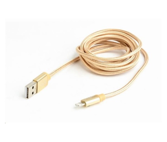 GEMBIRD CABLEXPERT USB 2.0 Nabíjací a synchronizačný kábel Lightning (IP5 a vyšší), opletený, 1,8 m, zlatý, blister