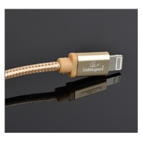 GEMBIRD CABLEXPERT USB 2.0 Nabíjací a synchronizačný kábel Lightning (IP5 a vyšší), opletený, 1,8 m, zlatý, blister