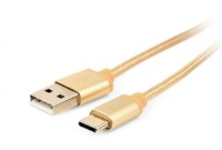 GEMBIRD CABLEXPERT kábel USB na USB-C (AM/CM), 1,8 m, opletený, zlatý, blister