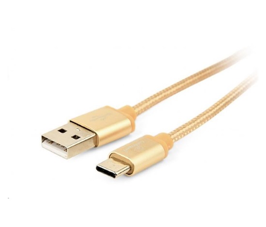 GEMBIRD CABLEXPERT kábel USB na USB-C (AM/CM), 1,8 m, opletený, zlatý, blister