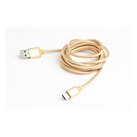GEMBIRD CABLEXPERT kábel USB na USB-C (AM/CM), 1,8 m, opletený, zlatý, blister