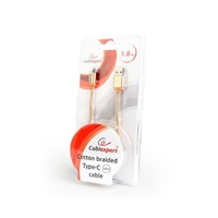GEMBIRD CABLEXPERT kábel USB na USB-C (AM/CM), 1,8 m, opletený, zlatý, blister