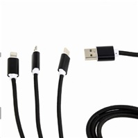 GEMBIRD kábel CABLEXPERT USB A Male/Micro B + Type-C + Lightning, 1 m, opletený, čierny, blister