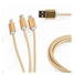 GEMBIRD kábel CABLEXPERT USB A Male/Micro B + Type-C + Lightning, 1 m, opletený, zlatý, blister