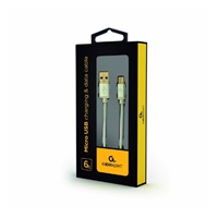 GEMBIRD Kabel MicroUSB - USB, opletený, stříbrný, 180cm