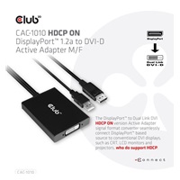 Club3D Aktívny adaptér DisplayPort na Dual Link DVI-D, napájanie USB, 60 cm, HDCP ON