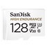 SanDisk MicroSDHC karta 128GB High Endurance (R:100/W:40 MB/s, Class 10, U3 V30) + adaptér