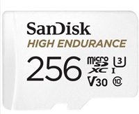 SanDisk MicroSDXC karta 256GB High Endurance (R:100/W:40 MB/s, Class 10, U3 V30) + adaptér
