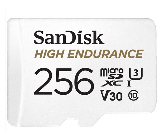 SanDisk MicroSDXC karta 256GB High Endurance (R:100/W:40 MB/s, Class 10, U3 V30) + adaptér