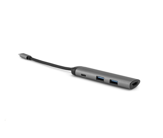 VERBATIM 49140 Multiportový HUB USB-C, 2x USB 3.0, 1x USB-C, HDMI, šedý dok