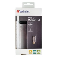 VERBATIM 49140 Multiportový HUB USB-C, 2x USB 3.0, 1x USB-C, HDMI, šedý dok