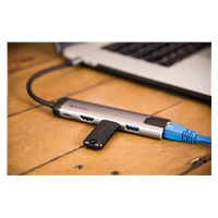VERBATIM 49141 Multiportový USB-C HUB, 2x USB 3.0, 1x USB-C, HDMI, LAN, šedý dok